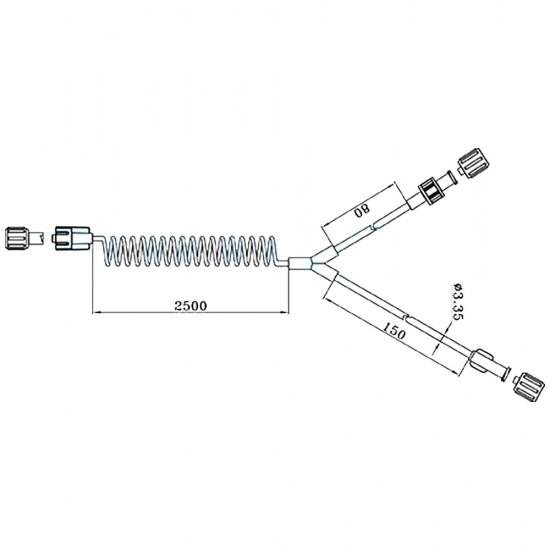 Tubo conector Antmed 680301 en Y enrollado MR de 250 cm para inyector Antmed IMR ImaStar - compatible Medrad MRI Spectris Solaris