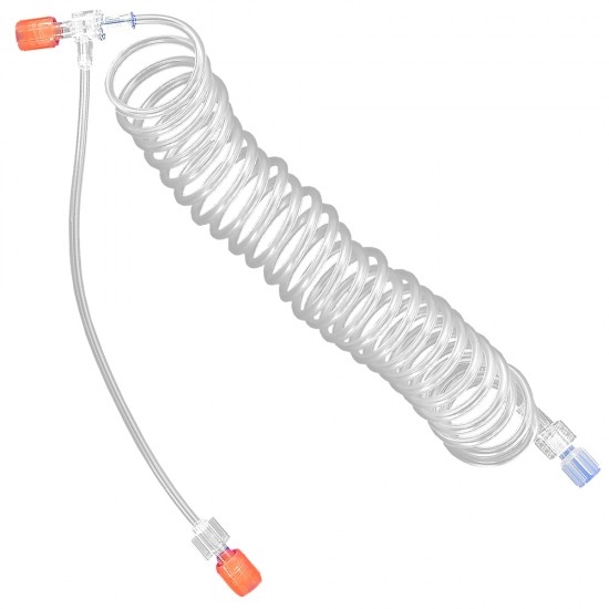 Tubo conector conector Antmed 680304 en T en espiral MR de 250 cm con válvula de retención simple para inyector Antmed IMR ImaStar - compatible Medrad MRI Spectris Solaris